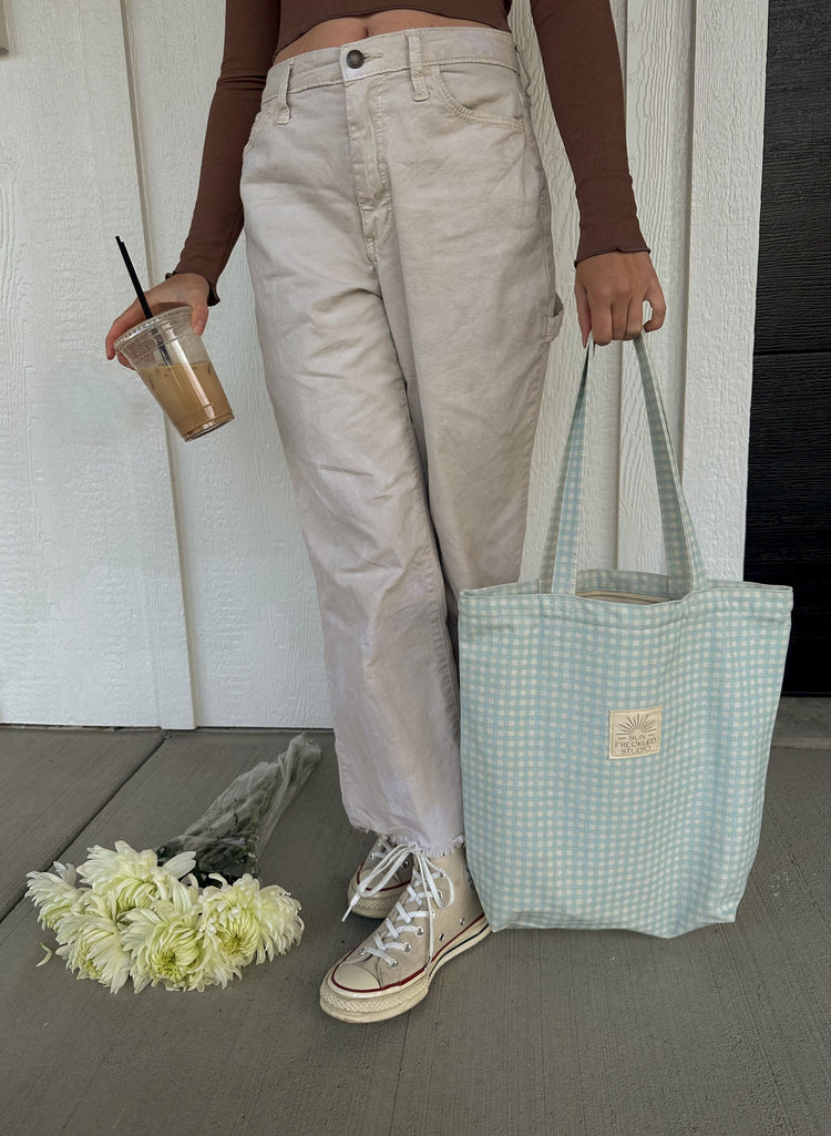 Coastal Gingham Tote Bag