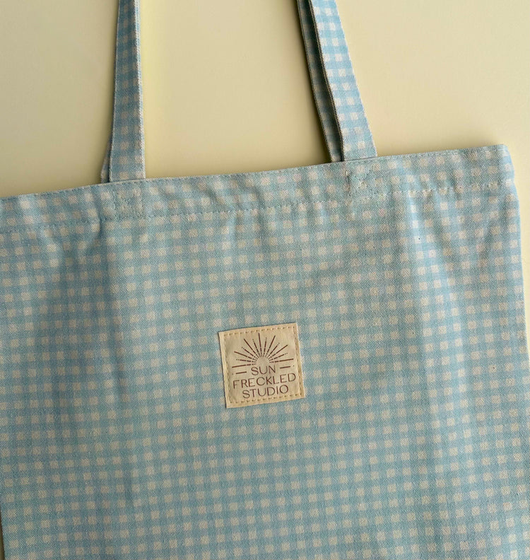 Coastal Gingham Tote Bag