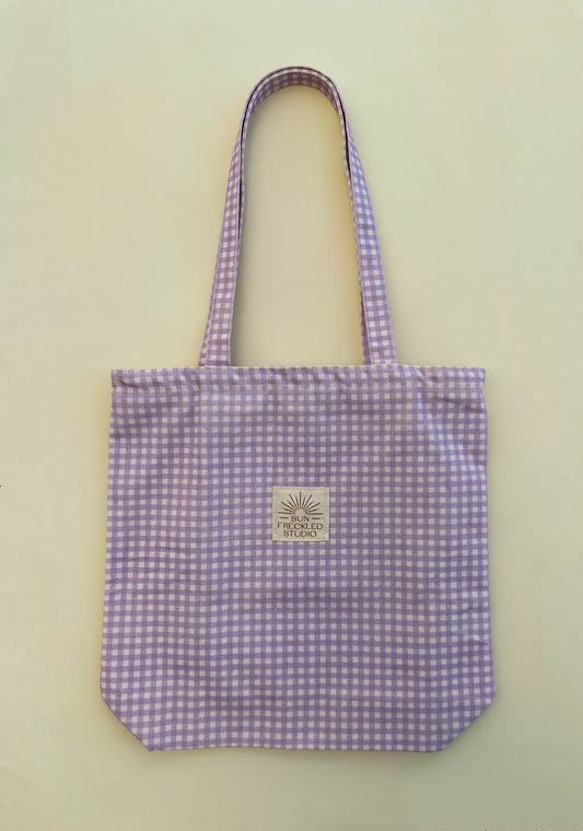Lavender Gingham Tote Bag