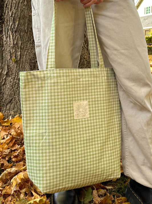 Sage Gingham Tote Bag