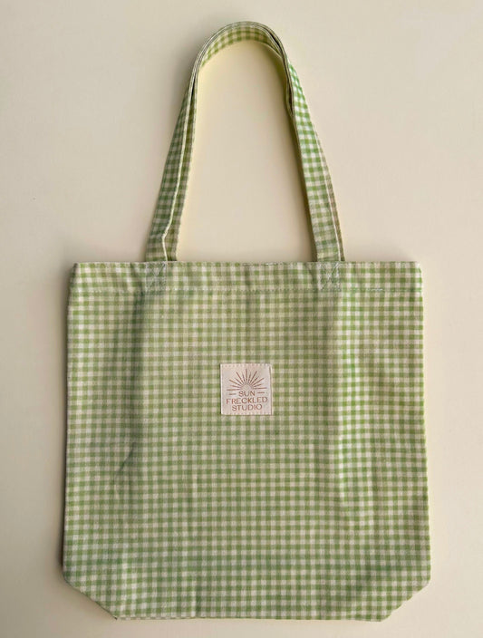 Sage Gingham Tote Bag