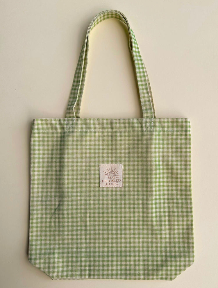 Sage Gingham Tote Bag