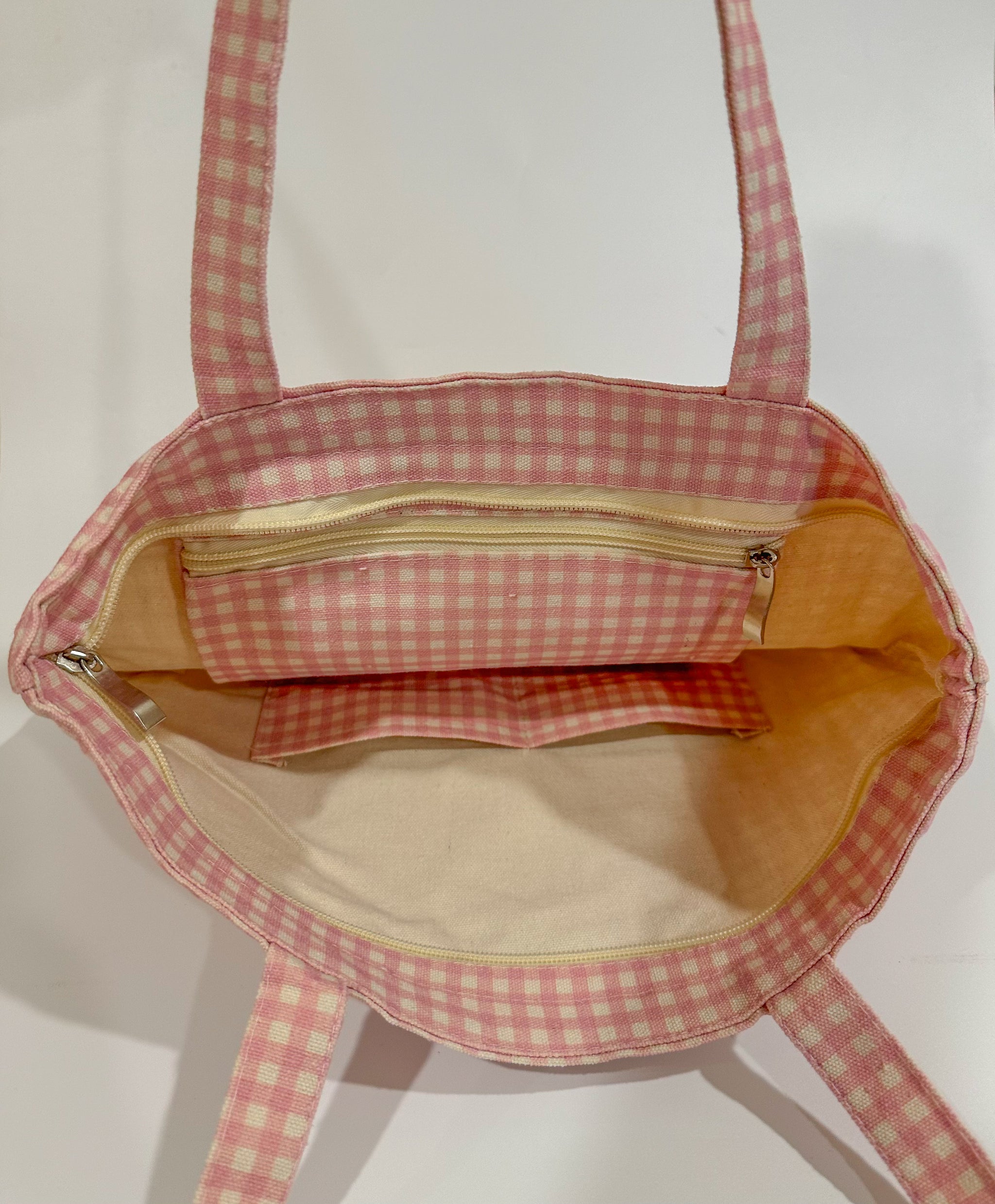 Pink Gingham Tote Bag