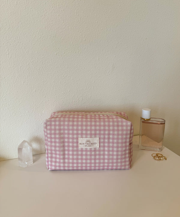 Strawberry Gingham Essentials Pouch