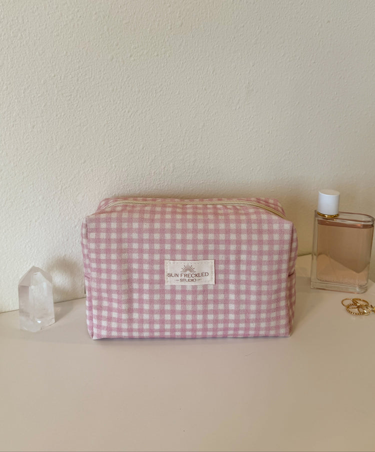 Strawberry Gingham Essentials Pouch