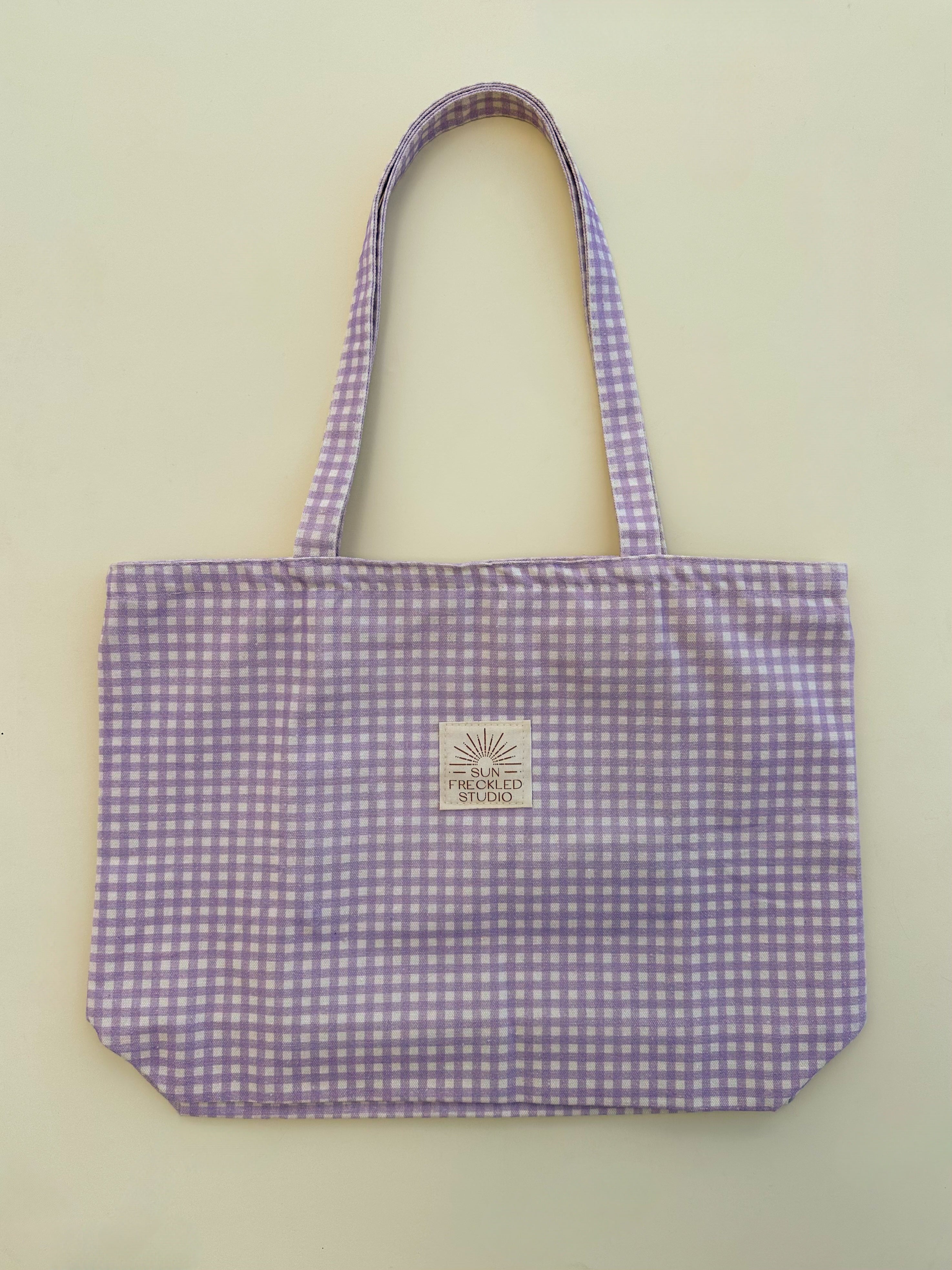 Lavender Gingham Tote Bag – Sun Freckled Studio