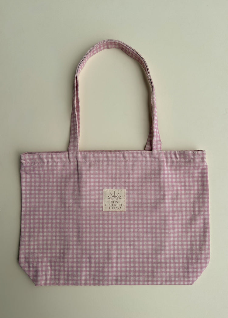 Strawberry Gingham Tote Bag